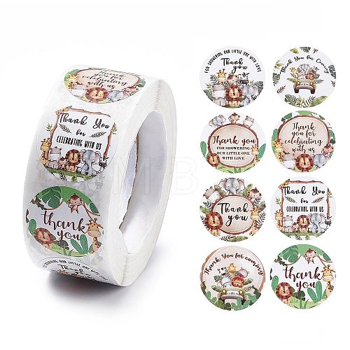 8 Patterns Paper Thank You Gift Sticker Rolls STIC-E001-20-1