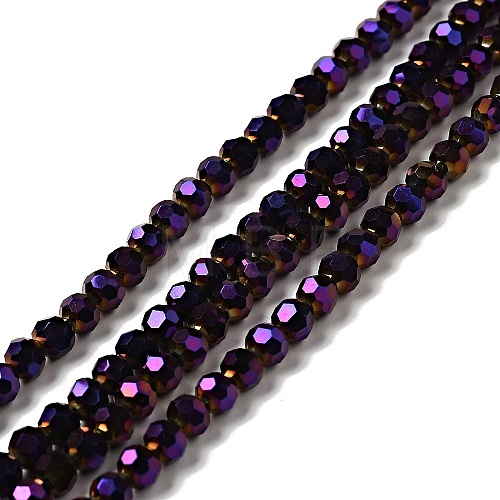 Faceted(32 Facets) Electroplate Glass Bead Strands X-EGLA-R042-4mm-02-1