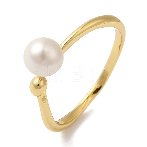 Round ABS Plastic Pearl Finger Rings RJEW-L123-002G-1