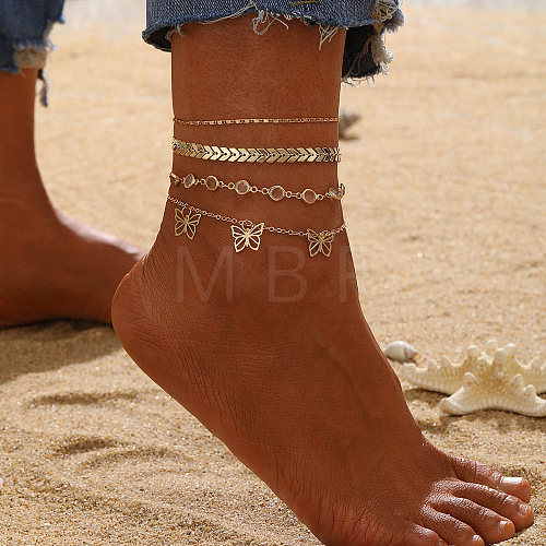 Alloy Double/Multi Layer Chain Anklets for Women WG9DD83-03-1