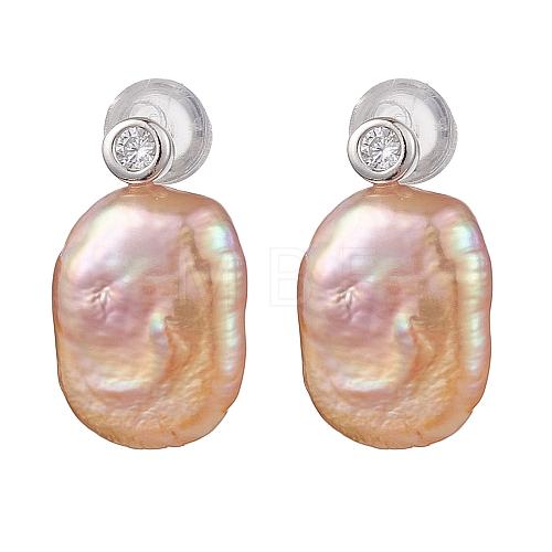 Natural Pearl Ear Studs EJEW-P286-27P-1