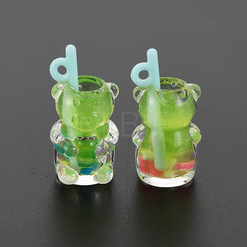 Imitation Bubble Tea/Boba Milk Tea Transparent Resin Pendants RESI-T052-02D-1