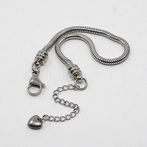 Tarnish Resistant 304 Stainless Steel European Round Snake Chains Bracelets STAS-J015-05-1