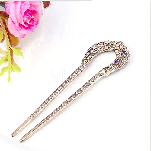 Alloy Rhinestone Vintage Hair Forks PW-WGA1114-04-1