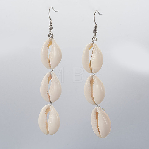 Cowrie Shell Dangle Earrings EJEW-JE02915-1