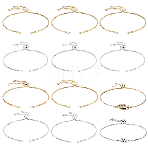 10Pcs 2 Colors Brass Slider Bracelets Making MAK-BBC0001-03-1