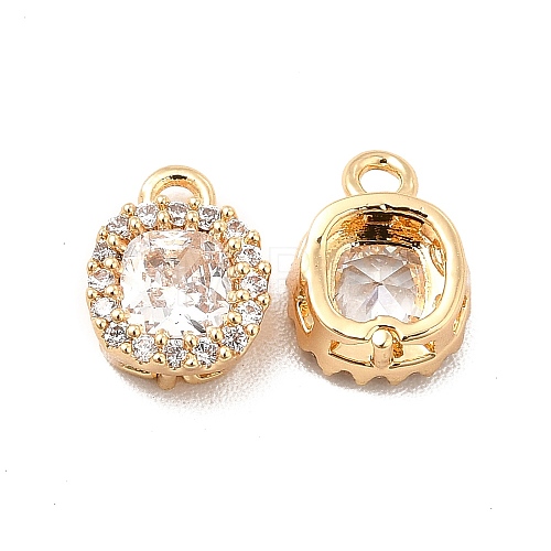 Brass Clear Cubic Zirconia Charms ZIRC-P104-04G-1