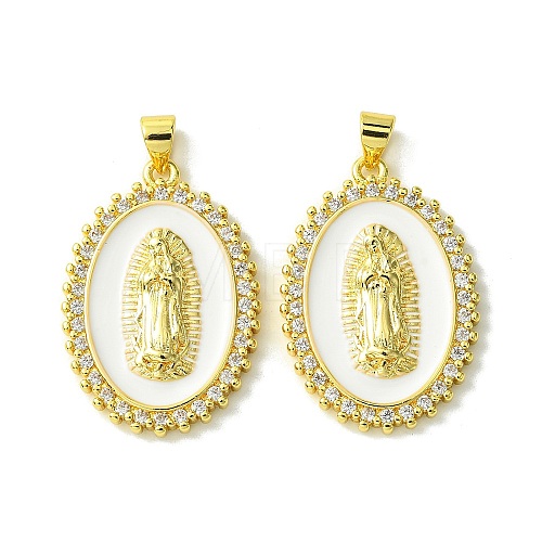 Real 18K Gold Plated Brass Micro Pave Cubic Zirconia Pendants KK-H472-11G-02-1