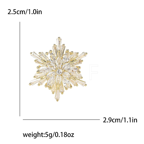 Christmas Brass Pave Clear Cubic Zirconia Snowflake Brooch for Clothes PW-WG96396-01-1