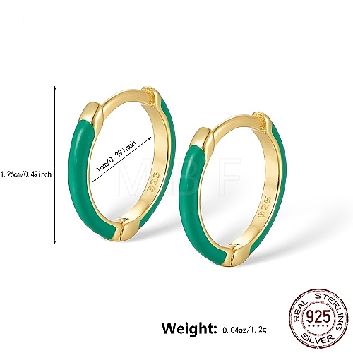 Real 18K Gold Plated 925 Sterling Silver Enamel Hoop Earrings BS3313-3-1