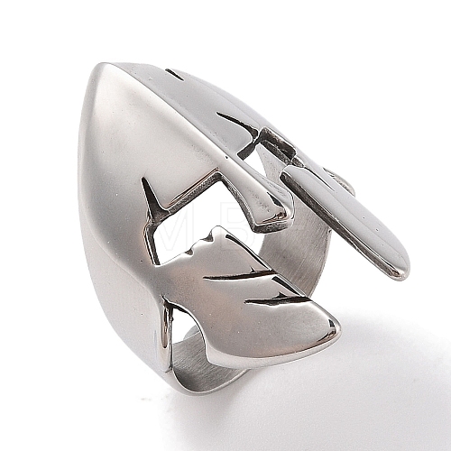 Non-Tarnish 304 Stainless Steel Spartan Soldier Helmet Finger Rings for Men RJEW-U005-05AS-1