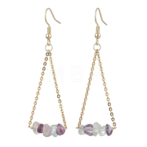 304 Stainless Steel with Natural Fluorite Dangle Earrings EJEW-JE06010-07-1