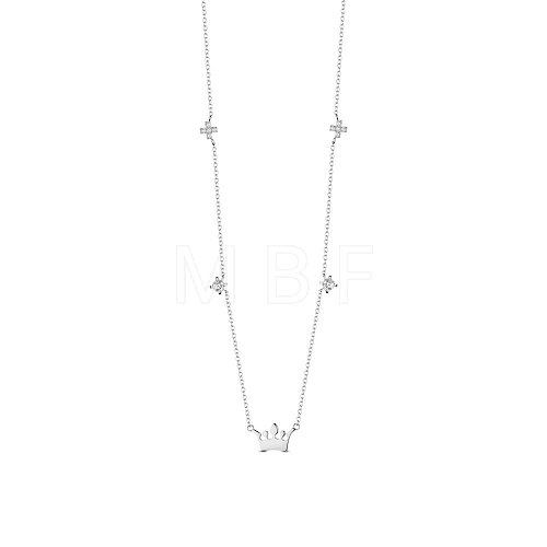 SHEGRACE 925 Sterling Silver Necklace with Crown Pendant JN676A-1