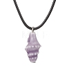 Handmade Porcelain Shell Shaped Pendant Black Waxed Cotton Cord Necklaces NJEW-JN05271-4