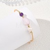 Round & Oval Natural Kunzite & Amethyst & Rose Quartz & Cultured Freshwater Pearl & Non-magnetic Synthetic Hematite Beaded Bangles BJEW-JB14080-02-2
