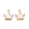 Brass Clear Cubic Zirconia Charms ZIRC-P104-02G-2