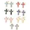 Brass Enamel Cross Stud Earrings EJEW-I322-03G-4