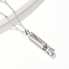 304 Stainless Steel Engraved Flower Cross Rectangle Pet Memorial Keepsake Urn Ashes Pendant Necklaces NJEW-P326-02P-3