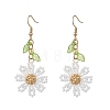304 Stainless Steel Glass Seed Beads Flower Dangle Earrings EJEW-MZ00739-4