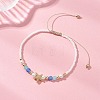 Starfish Natural Agate & Amazonite & Shell Pearl Beads Braided Bead Bracelets for Women BJEW-JB12765-01-1