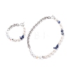 Natural Lapis Lazuli & Pearl & Synthetic Moonstone Beaded Necklace and Bracelet SJEW-TA00005-5
