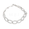 Brass Micro Pave Clear Cubic Zirconia Curb Chain Bracelets for Women BJEW-A034-04A-P-2