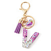 Alloy Resin Heart Keychains KEYC-TADJ0002-01G-V-1