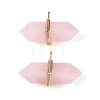 Natural Rose Quartz Double Terminal Pointed Pendants G-N345-09B-1