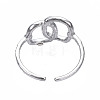 304 Stainless Steel Interlocking Oval Open Cuff Ring RJEW-T023-79P-2