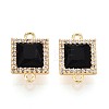 Brass Micro Pave Clear Cubic Zirconia and Glass Connector Charms KK-N287-29G-1