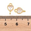 Brass Pave Cubic Zirconia Heart Links Connector Charms KK-K340-49G-05-3