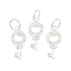 925 Sterling Silver Pave Clear Cubic Zirconia Key Charms STER-A049-07S-1