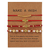 Faux Pearl & Brass & Glass Braided Bead Bracelet Sets WG4426-16-1