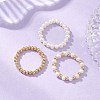 3Pcs Natural Pearl & Brass Bead Finger Rings RJEW-JR00963-2