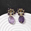 Natural Amethyst Dangle Stud Earrings EJEW-G454-01G-08-3