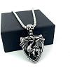 Vintage 304 Stainless Steel Skull Shield with Dragon Pendant Necklaces for Men IV2024-3