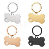 4Pcs 4 Styles Stainless Steel Keychains KEYC-TA0004-81A-1