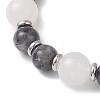 Round Natural White Jade & Larvikite Beaded Stretch Bracelets for Women BJEW-JB13139-3