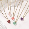Cherry Quartz Glass & Natural Red Rainbow Jasper & Green Aventurine & Amethyst & Rose Quartz Heart Pendant 304 Stainless Steel Cable Chain Necklaces for Women NJEW-JN05796-1