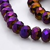Full Plated Faceted Rondelle Glass Beads Strands GLAA-A024E-FP03-1