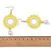 Brass Glass Beads Dangle Earrings EJEW-MZ00764-5