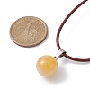 Natural Citrine Round Pendant Necklaces NJEW-JN04478-04-4