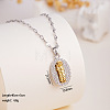 Two Tone Brass Micro Pave Clear Cubic Zirconia Religion Oval with Saint Judas Pendant Necklaces with 304 Stainless Steel Dapped Chains for Women WGEFA72-04-1