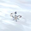 Alloy Rhinestone Snowflake Cuff Open Rings for Women WGB7CFA-01-2