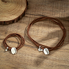 2Pcs 2 Styles Alloy Rectangle PU Leather Layered Cord Choker Necklaces for Women NJEW-CL0001-34A-3