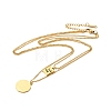 Flat Round & Rectangle Pendants Double Layer Necklace NJEW-G085-01G-3