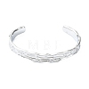 304 Stainless Steel Textured Open Cuff Bangles for Women STAS-B068-02P-2