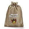 Christmas Printed Burlap Packing Pouches Drawstring Bags ABAG-Q053-02B-10-3