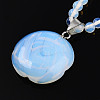 Opalite 4.5mm Round Beaded Flower Pendant Necklaces NJEW-T016-04A-5