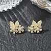 Floral Leaf Brass & Clear Marquise and Round Cut Cubic Zirconia Stud Earrings KK-CBA36A2-09G-1